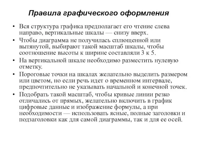 Правила графического оформления Вся структура графика предполагает его чтение слева направо,