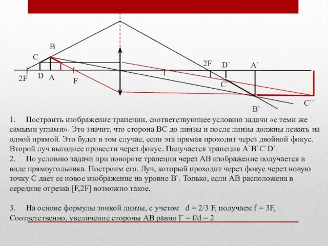 1. Построить изображение трапеции, соответствующее условию задачи «с теми же самыми