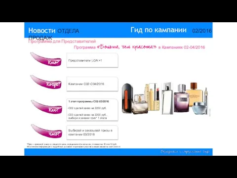 14/2015 Гид по кампании 02/2016 Новости ОТДЕЛА ПРОДАЖ 1 этап программы