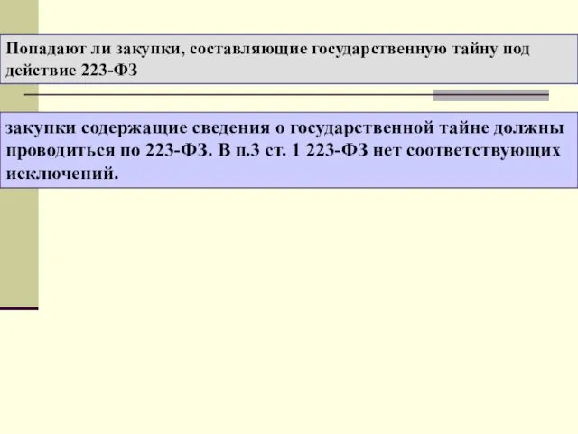 Попадают ли закупки, составляющие государственную тайну под действие 223-ФЗ закупки содержащие