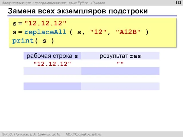 Замена всех экземпляров подстроки s = "12.12.12" s = replaceAll (