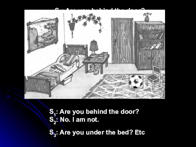 S1: Are you behind the door? S2: No. I am not.