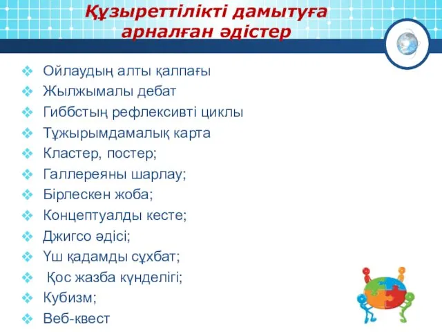 Ойлаудың алты қалпағы Жылжымалы дебат Гиббстың рефлексивті циклы Тұжырымдамалық карта Кластер,