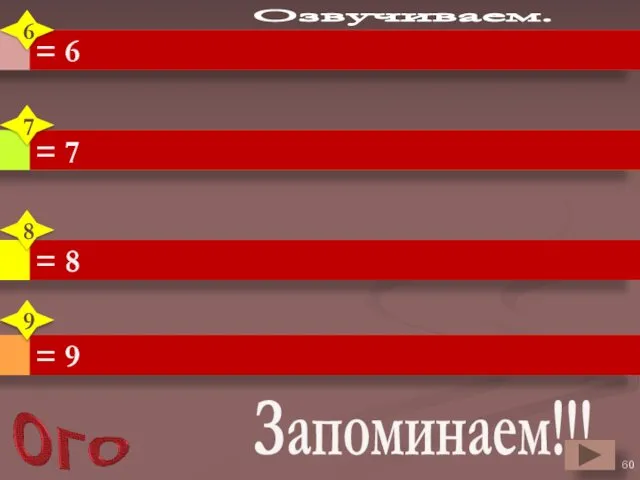 12:2 54:9 42:7 18:3 24:4 30:5 48:8 36:6 = 6 Запоминаем!!!