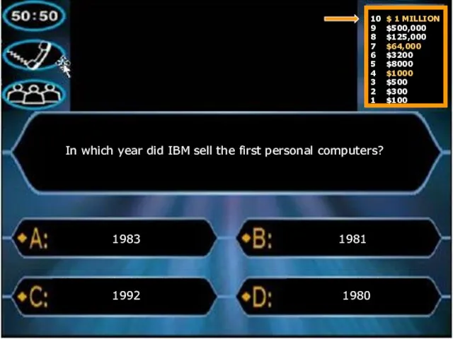 In which year did IBM sell the first personal computers? 1983