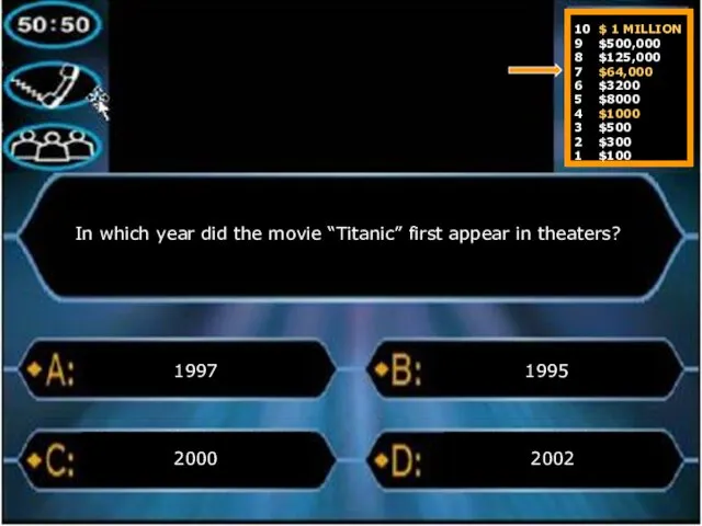 In which year did the movie “Titanic” first appear in theaters?