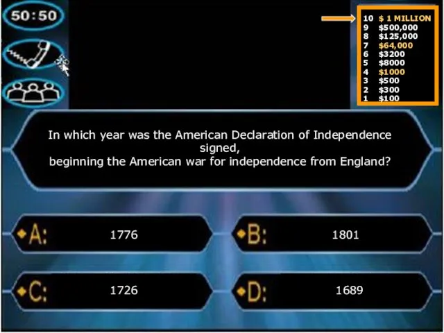 In which year was the American Declaration of Independence signed, beginning