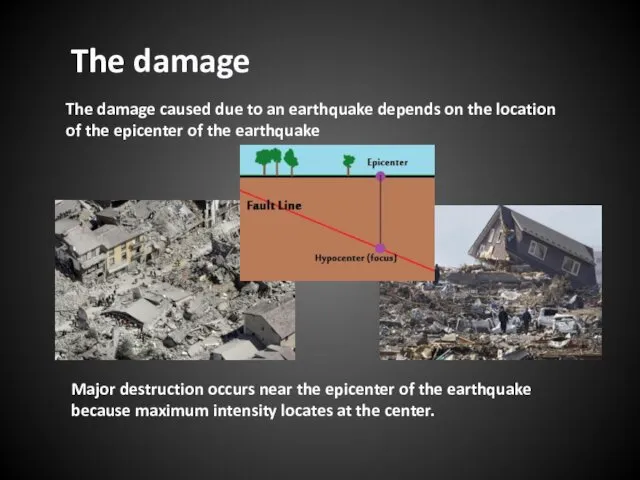 The damage caused due to an earthquake depends on the location