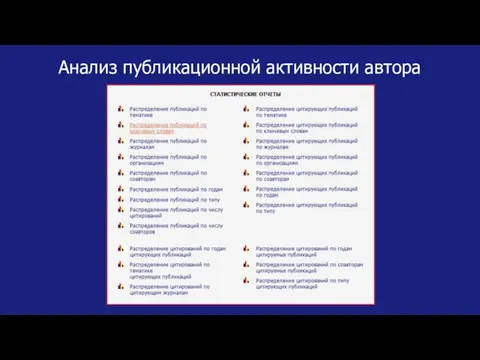 Анализ публикационной активности автора