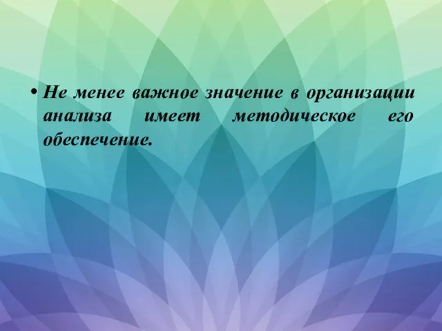 Не менее важное значение в организации анализа имеет методическое его обеспечение.