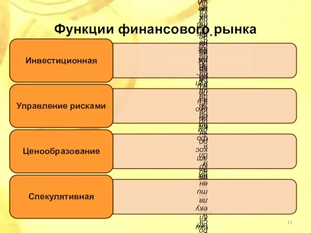 Функции финансового рынка