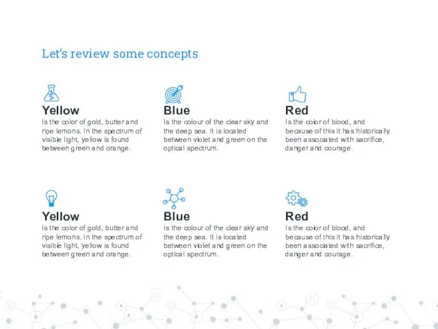 Let’s review some concepts Yellow Is the color of gold, butter