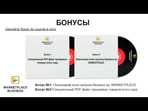 Бонус №1: Пошаговый план запуска бизнеса на MARKETPLACE Бонус №2:Специальный PDF