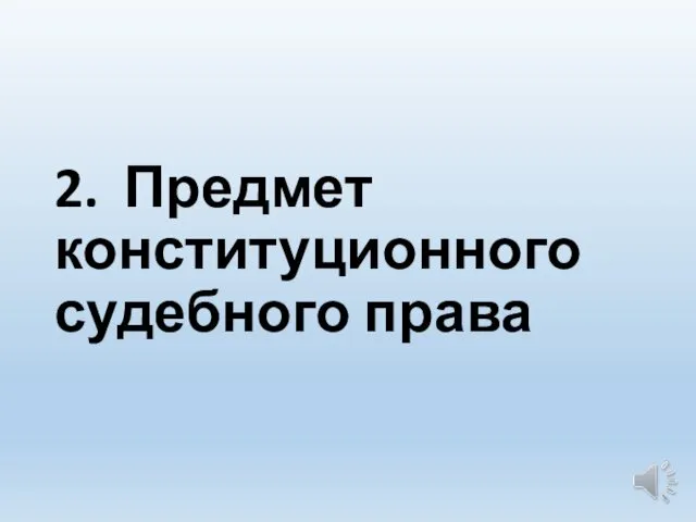 2. Предмет конституционного судебного права