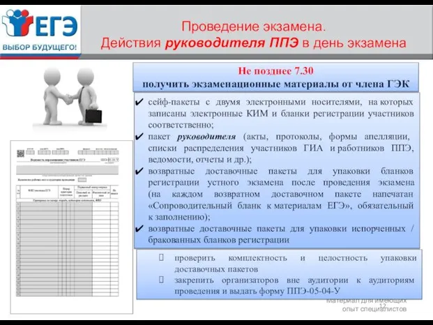 сейф-пакеты с двумя электронными носителями, на которых записаны электронные КИМ и