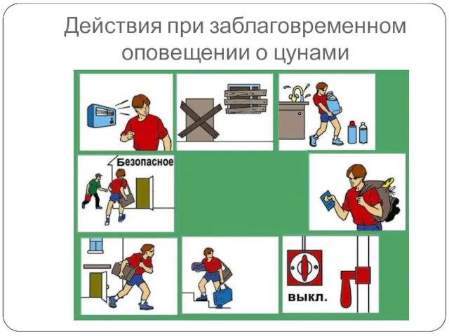 Действия при заблаговременном оповещении о цунами