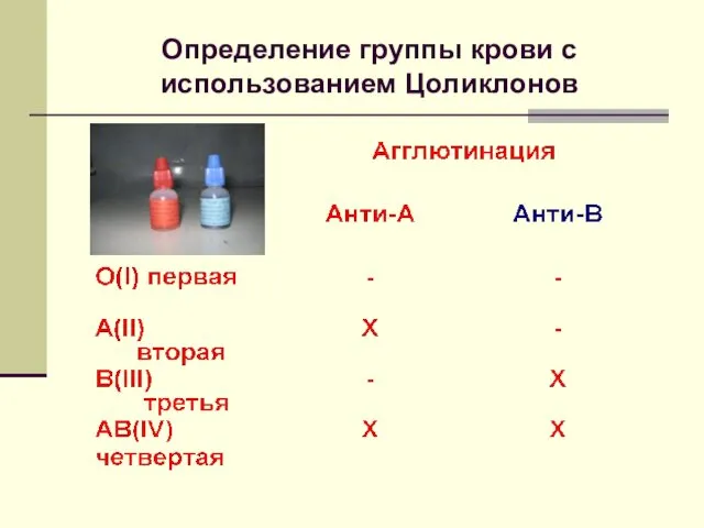 Определение группы крови с использованием Цоликлонов