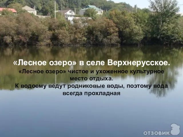 «Лесное озеро» в селе Верхнерусское. «Лесное озеро» чистое и ухоженное культурное