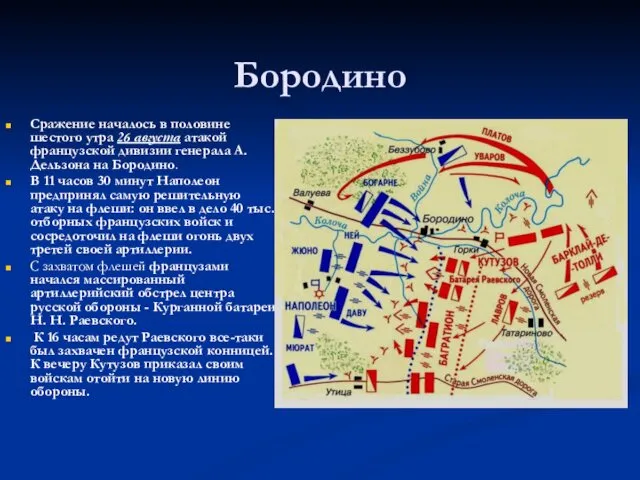 Бородино Сражение началось в половине шестого утра 26 августа атакой французской