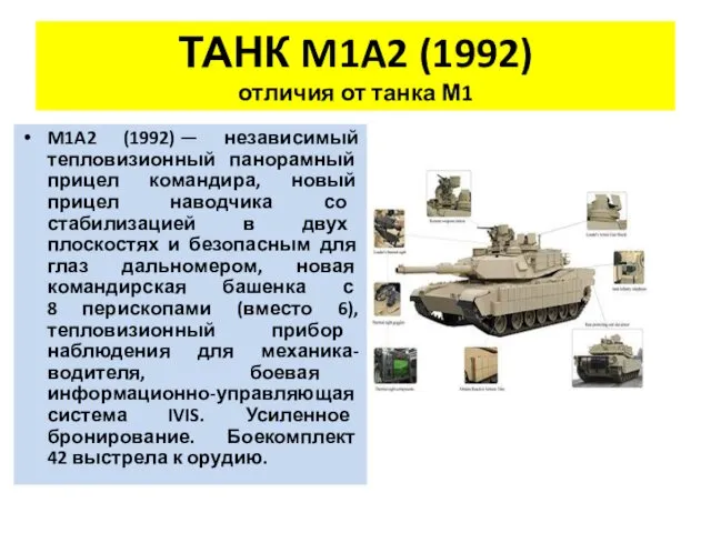 ТАНК M1A2 (1992) отличия от танка М1 M1A2 (1992) — независимый