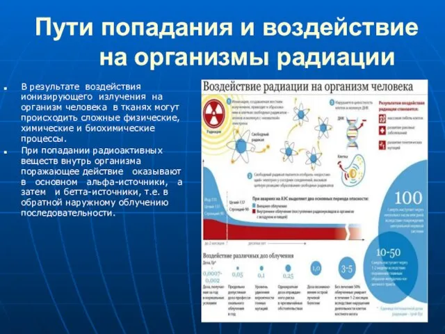 Пути попадания и воздействие на организмы радиации В результате воздействия ионизирующего