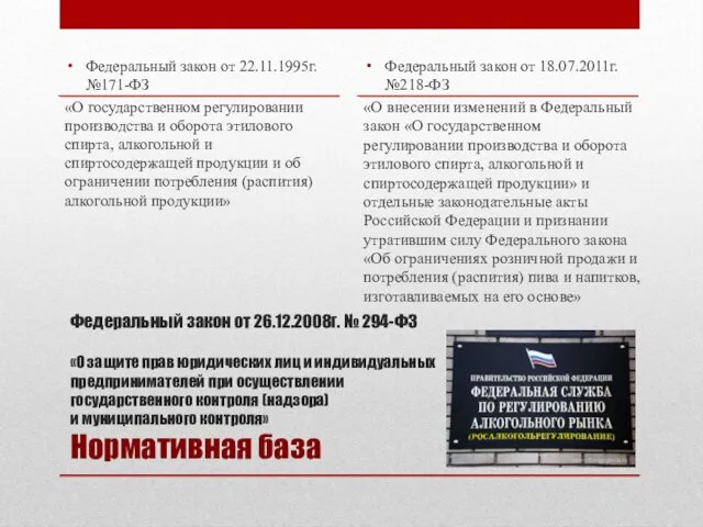 Федеральный закон от 26.12.2008г. № 294-ФЗ «О защите прав юридических лиц