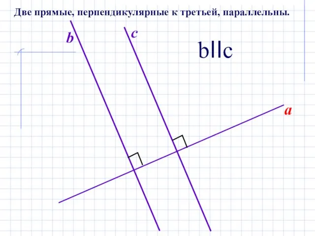 a b c bIIc Две прямые, перпендикулярные к третьей, параллельны.