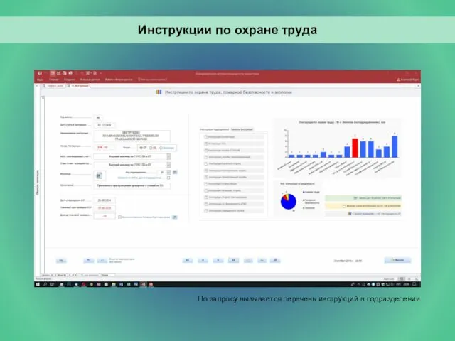 По запросу вызывается перечень инструкций в подразделении Инструкции по охране труда