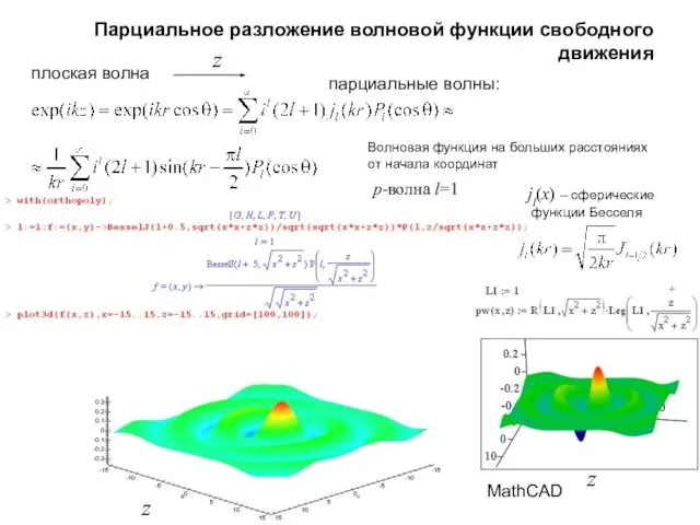 Парциальное разложение волновой функции свободного движения z плоская волна Волновая функция