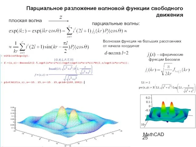 Парциальное разложение волновой функции свободного движения z плоская волна Волновая функция