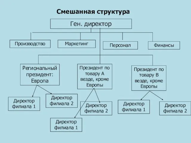 Директор филиала 1 Директор филиала 2 Смешанная структура