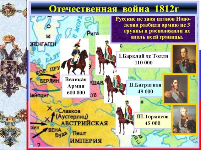 Летом 1812 г. французская ар-мия численностью 600 000 человек сосредоточилась на