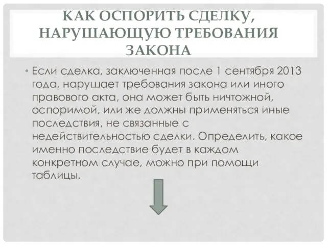 КАК ОСПОРИТЬ СДЕЛКУ, НАРУШАЮЩУЮ ТРЕБОВАНИЯ ЗАКОНА Если сделка, заключенная после 1