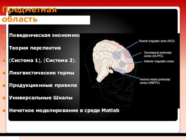 Предметная область Поведенческая экономика Теория перспектив (Система 1), (Система 2). Лингвистические