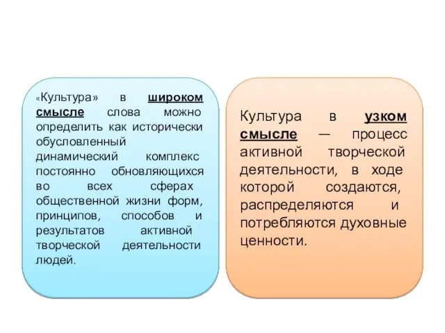 «Культура» в широком смысле слова можно определить как исторически обусловленный динамический