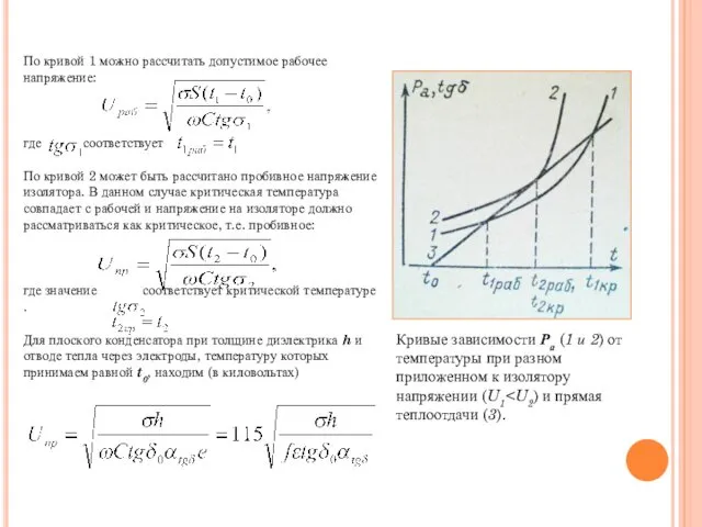 Кривые зависимости Ра (1 и 2) от температуры при разном приложенном