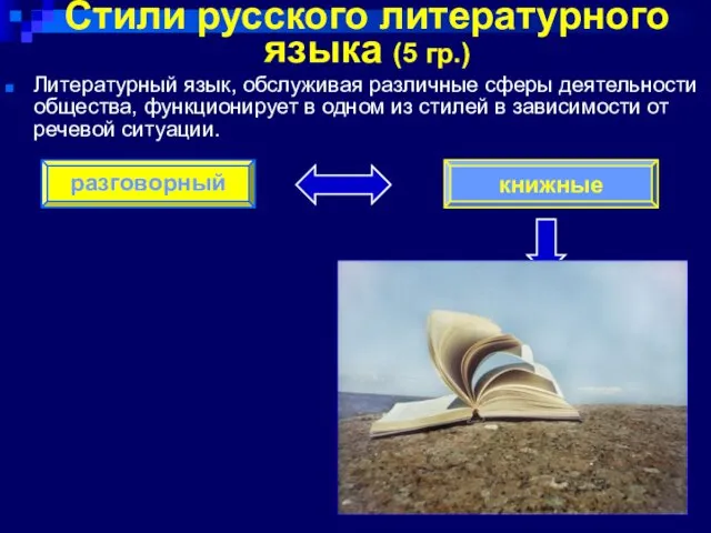 разговорный научный официально-деловой пубицистический Литературный язык, обслуживая различные сферы деятельности общества,