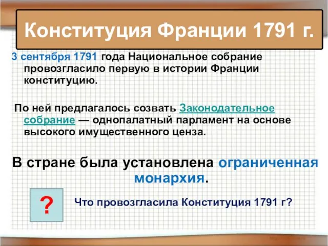 3 сентября 1791 года Национальное собрание провозгласило первую в истории Франции