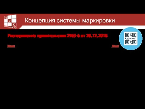 Концепция системы маркировки Распоряжение правительства 2963-6 от 28.12.2018