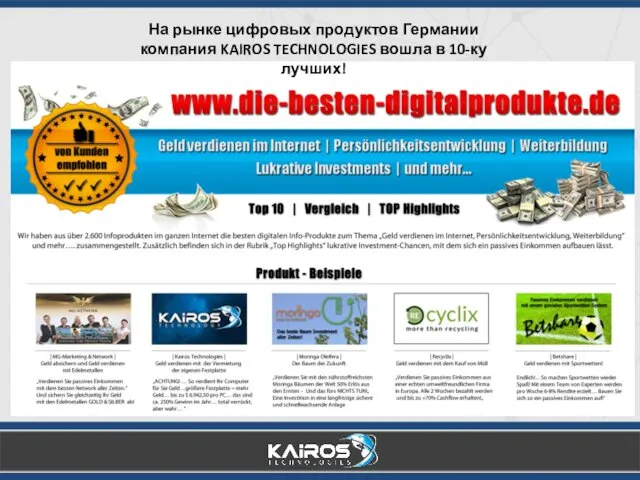 На рынке цифровых продуктов Германии компания KAIROS TECHNOLOGIES вошла в 10-ку лучших!