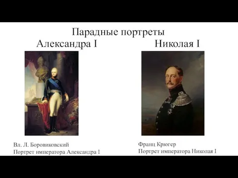 Парадные портреты Александра I Николая I Вл. Л. Боровиковский Портрет императора