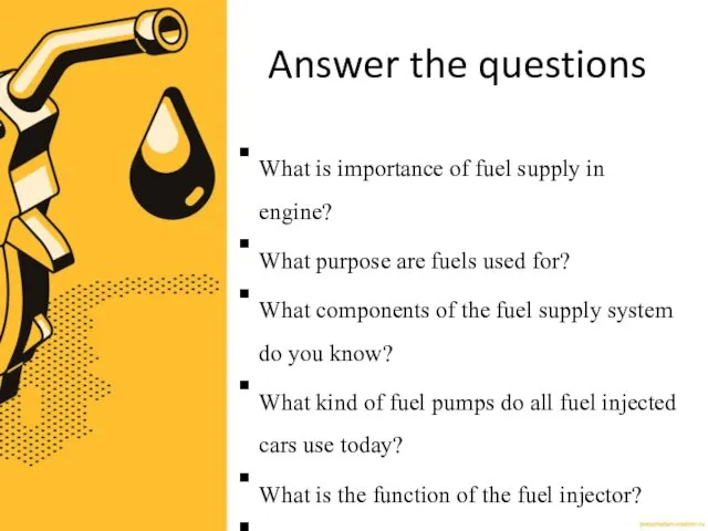 Answer the questions What is importance of fuel supply in engine?