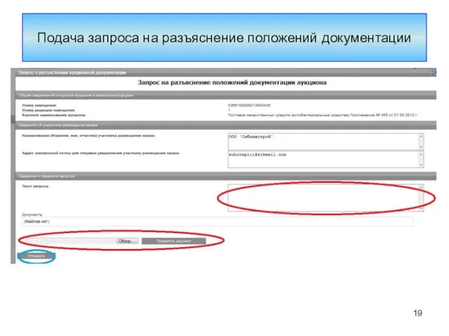 Подача запроса на разъяснение положений документации