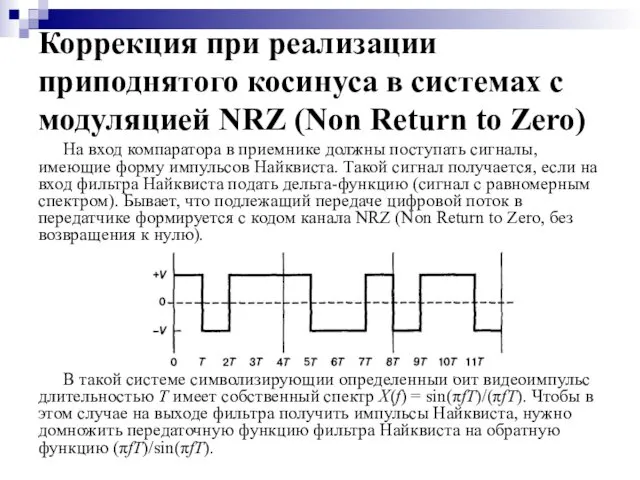 Коррекция при реализации приподнятого косинуса в системах с модуляцией NRZ (Non