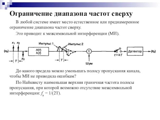 Ограничение диапазона частот сверху В любой системе имеет место естественное или