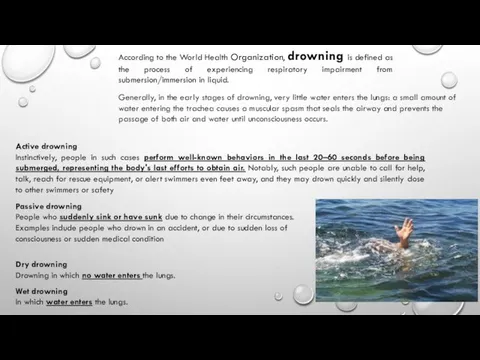 According to the World Health Organization, drowning is defined as the