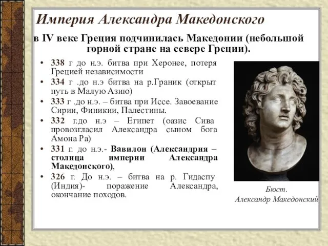 Империя Александра Македонского 338 г до н.э. битва при Херонее, потеря