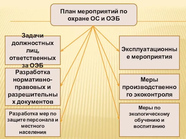 План мероприятий по охране ОС и ОЭБ Задачи должностных лиц, ответственных