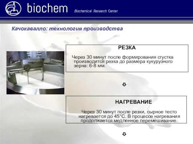 РЕЗКА Через 30 минут после формирования сгустка производится резка до размера