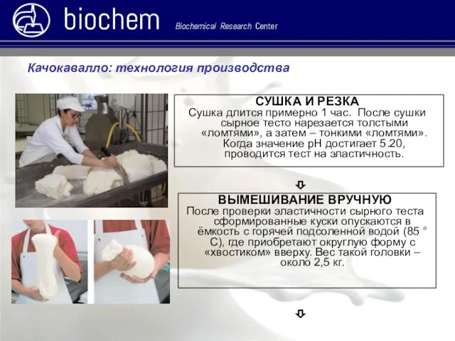 ⇩ Качокавалло: технология производства biochem Biochemical Research Center ⇩ СУШКА И